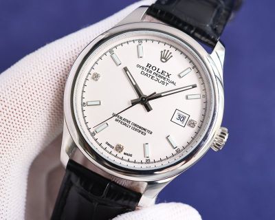 Rolex Datejust WG Case White/Black Face 8215 Movement 40mm 316L Steel 48h Watch